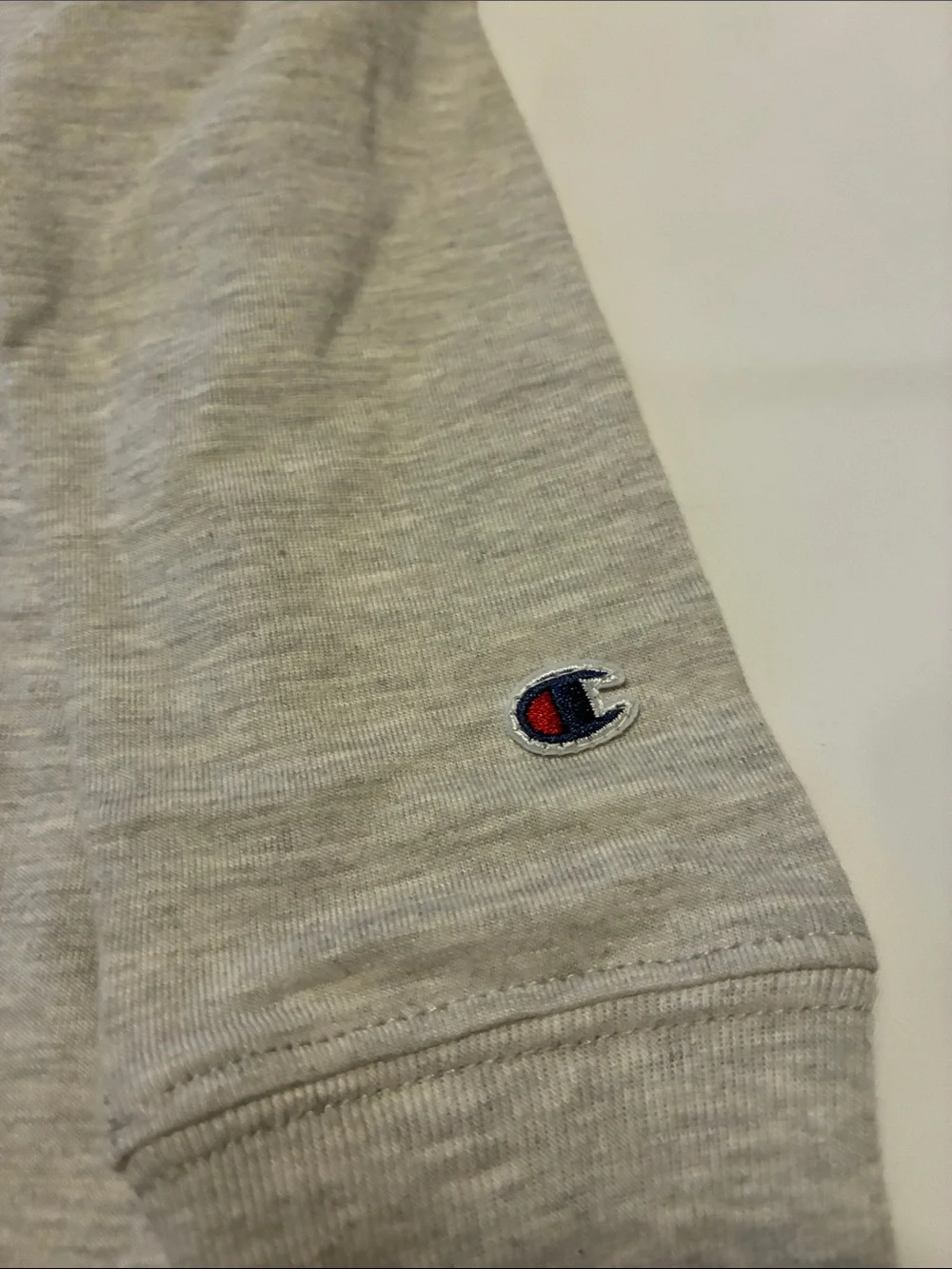 Champion Heather Gray Long Sleeve Tee with Black & Red Logo